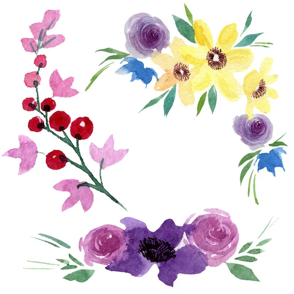 Şakayık çiçekbotanik çiçekleri. Suluboya arka plan illüstrasyon seti. İzole çiçek illüstrasyon elemanı. — Stok fotoğraf