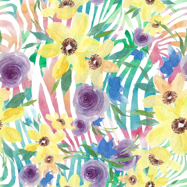 Peonía flores botánicas florales. Conjunto de ilustración de fondo acuarela. Patrón de fondo sin costuras . — Foto de Stock