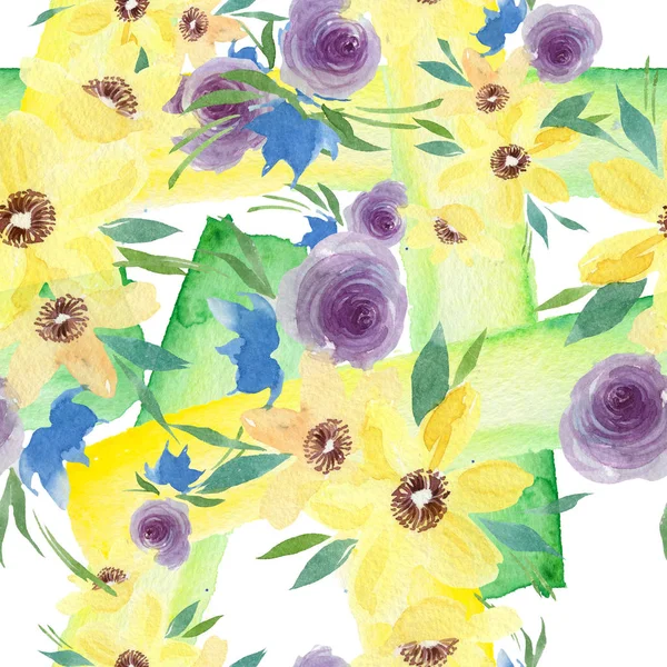 Şakayık çiçekbotanik çiçekleri. Suluboya arka plan illüstrasyon seti. Kesintisiz arka plan deseni. — Stok fotoğraf