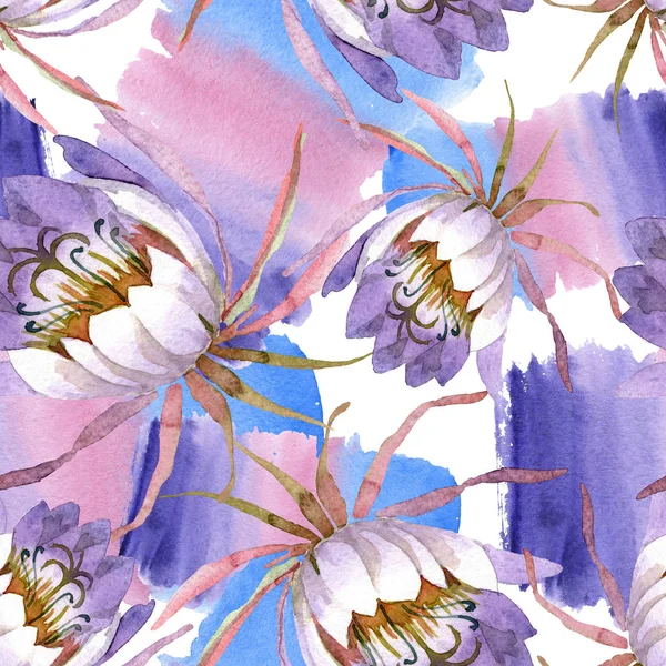 White epiphillum oxypetallim floral botanical flowers. Watercolor illustration set. Seamless background pattern. — Stock Photo, Image