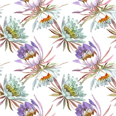 Beyaz epifilofal oxypetallim çiçek botanik çiçekler. Suluboya illüstrasyon seti. Kesintisiz arka plan deseni.