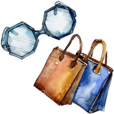 Moda kroki glamour çizimde bir suluboya stil izole öğesi. Suluboya arka plan ayarlamak.