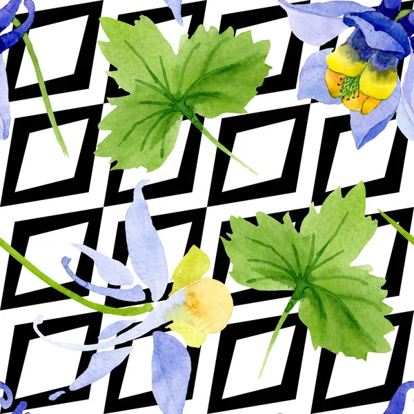 Блакитна жовта бругмансія квіткові ботанічні квіти. Набір ілюстрацій для акварельного фону. Безшовний візерунок тла . — стокове фото