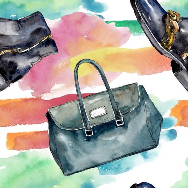 Bir suluboya stil izole öğesi moda kroki. Suluboya resim ayarlayın. Sorunsuz arka plan deseni.