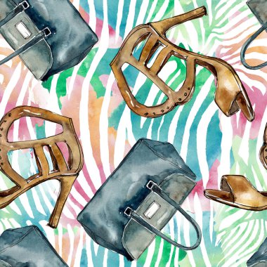 Bir suluboya stil izole öğesi moda kroki. Suluboya resim ayarlayın. Sorunsuz arka plan deseni.