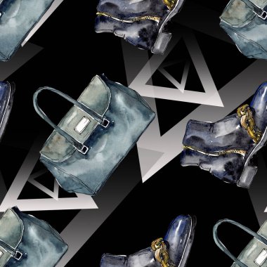 Bir suluboya stil izole öğesi moda kroki. Suluboya resim ayarlayın. Sorunsuz arka plan deseni.