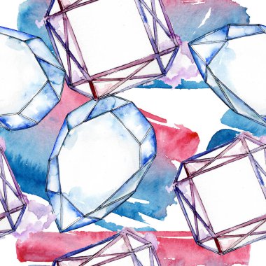 Renkli elmas taş takı mineraller. Suluboya kristal taş arka plan ayarlayın. Sorunsuz arka plan deseni.