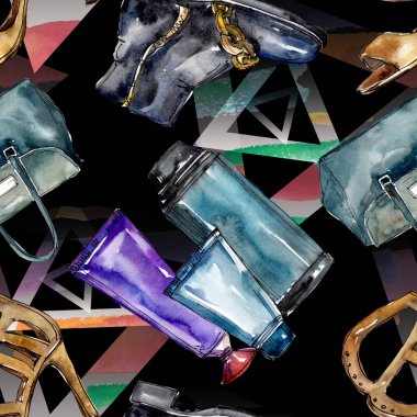 Bir suluboya stil izole öğesi moda kroki. Suluboya resim ayarlayın. Sorunsuz arka plan deseni.