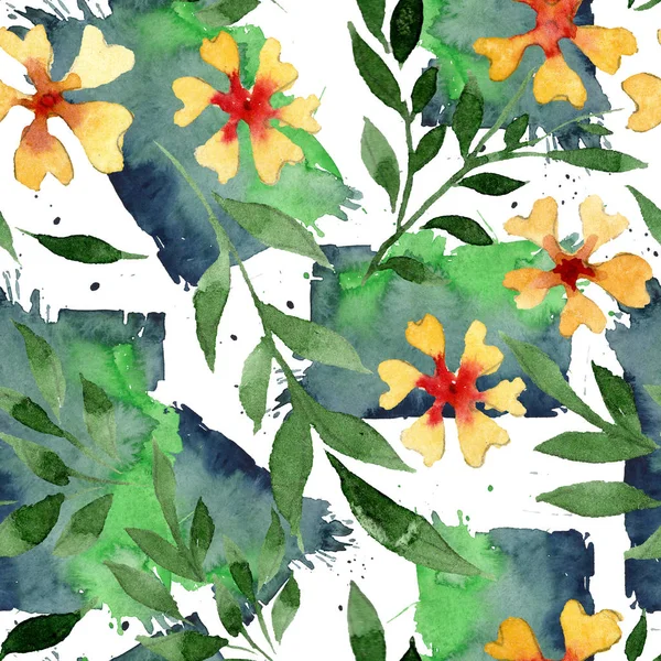 Ornament květinové botanické květin. Sada akvarel pozadí obrázku. Vzor bezešvé pozadí. — Stock fotografie