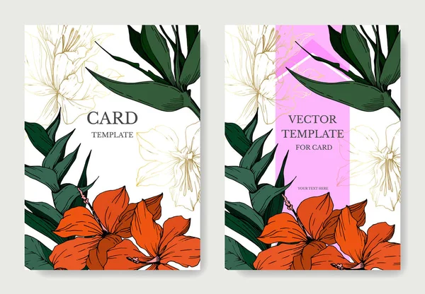 Vector Flores y hojas tropicales. Tinta grabada en blanco y negro. Boda tarjeta de fondo borde decorativo . — Vector de stock
