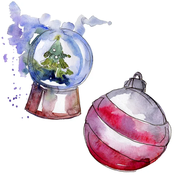 Navidad invierno vacaciones símbolo aislado. Conjunto de fondo acuarela. Elemento de ilustración de Navidad aislado . — Foto de Stock