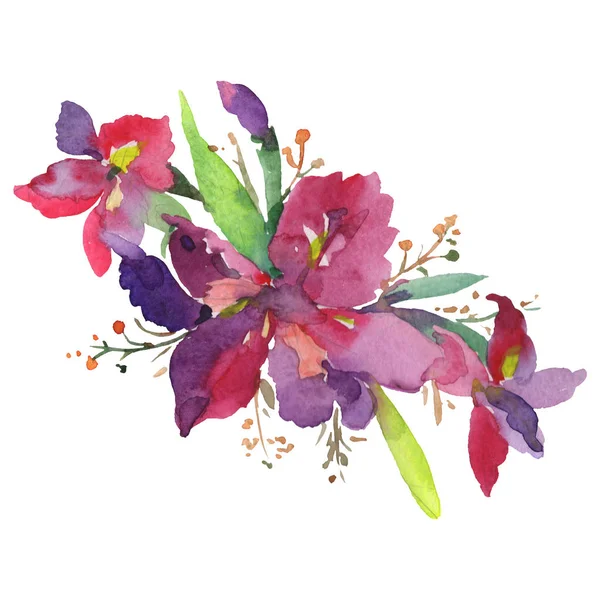 Bukett blommiga botaniska blommor. Akvarell bakgrund set. Isolerade buketter illustration element. — Stockfoto