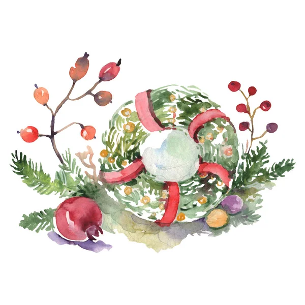 Strauß weihnachtliches Symbol isoliert. Aquarell Hintergrundillustration Set. isolierte Strauß Illustration Element. — Stockfoto