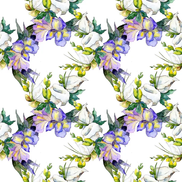 Stock image Bouquet floral botanical flowers. Watercolor background illustration set. Seamless background pattern.