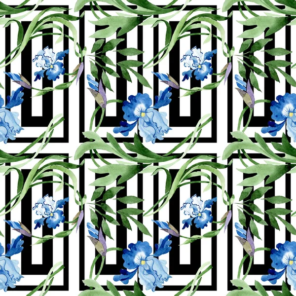 Süs Çiçek Botanik çiçekler. Suluboya arka plan illüstrasyon küme. Sorunsuz arka plan deseni.