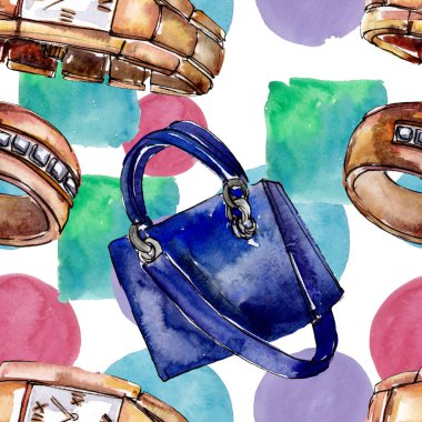 Bir suluboya stil izole öğesi moda kroki. Suluboya resim ayarlayın. Sorunsuz arka plan deseni.