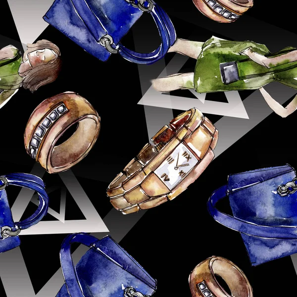 Bir suluboya stil izole öğesi moda kroki. Suluboya resim ayarlayın. Sorunsuz arka plan deseni.