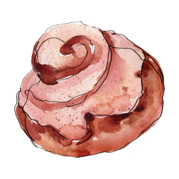 Bun saboroso em um estilo aquarela. Conjunto de ilustrações de fundo. Desenho aquarelle moda aquarelle isolado . — Fotografia de Stock