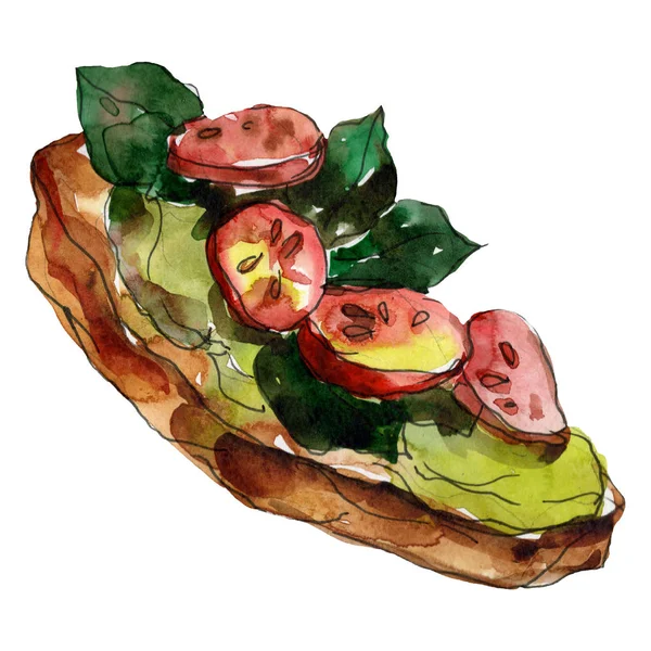 Sandwich tasty fast food. Watercolor background illustration set. Isolated sandwich illustration element. — Stock Photo, Image