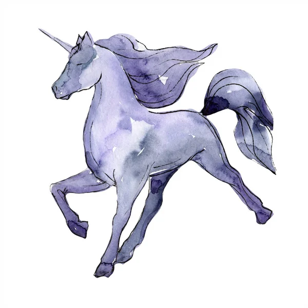 Aranyos Egyszarvú lovat. Szivárványos állat kürt karakter. Akvarell háttérillusztráció-készlet. — Stock Fotó