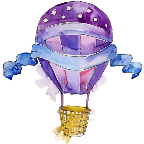 Balão de ar quente fundo voar transporte aéreo. Conjunto de fundo aquarela. Elemento de ilustração balões isolados . — Fotografia de Stock