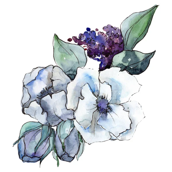 Buquê flores botânicas florais. Conjunto de fundo aquarela. Isolados buquês elemento ilustrativo . — Fotografia de Stock