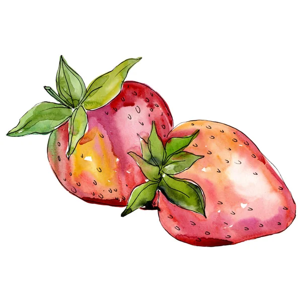 स्ट्रॉबेरी स्वस्थ भोजन। वाटर कलर पृष्ठभूमि चित्र सेट। अलग बेरी इलस्ट्रेशन तत्व . — स्टॉक फ़ोटो, इमेज