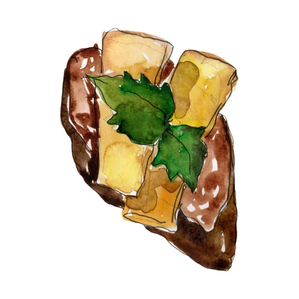 Sandwich en un estilo acuarela aislado. Acuarela elemento de ilustración de comida rápida sobre fondo blanco . — Foto de Stock