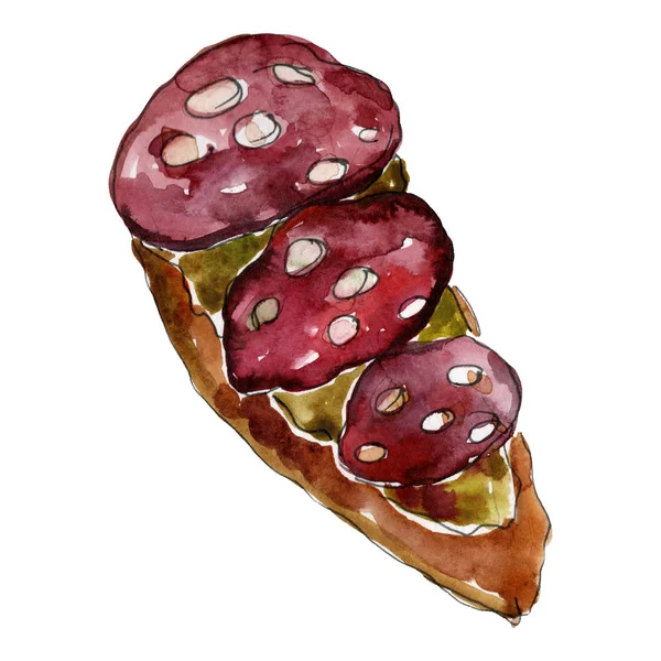 Sandwich en un estilo acuarela aislado. Acuarela elemento de ilustración de comida rápida sobre fondo blanco . — Foto de Stock