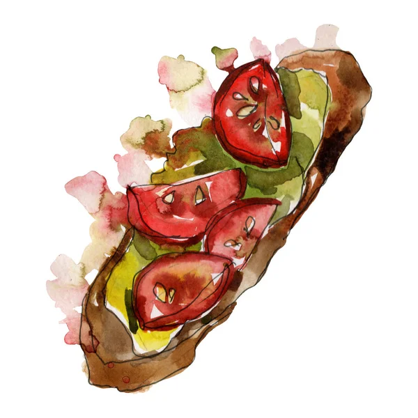 Sandwich en un estilo acuarela aislado. Acuarela elemento de ilustración de comida rápida sobre fondo blanco . — Foto de Stock