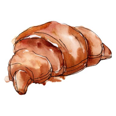 Suluboya tarzında lezzetli kek. Arka plan illüstrasyon seti. Suluboya çizim moda akuarelle izole.