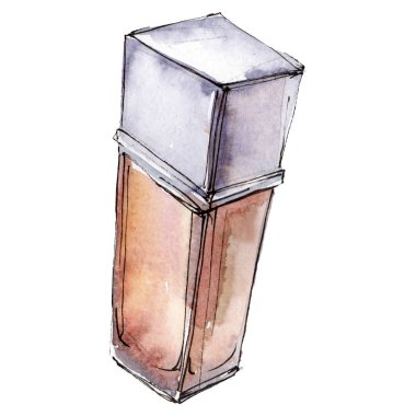 Parfüm kroki glamour çizimde bir suluboya stil izole öğesi. Suluboya arka plan ayarlamak.