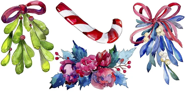 Symbol vánočního zimního svátku ve stylu akvarel izolovaný. Aquarellová vánoční pohlednice izolovaná. — Stock fotografie