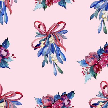 Bir suluboya tarzı izole Noel kış tatili sembolü. Aquarelle christmas sorunsuz sorunsuz desen.