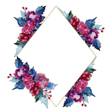 Bir suluboya tarzı izole Noel kış tatili sembolü. Aquarelle noel çerçevesi sınır süs kare.