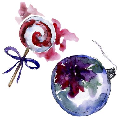 Bir suluboya tarzı izole Noel kış tatili sembolü. Aquarelle noel kartı.