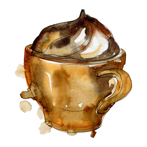 Warme koffie frisdranken. Aquarel achtergrond illustratie instellen. Geïsoleerde koffie illustratie element. — Stockfoto