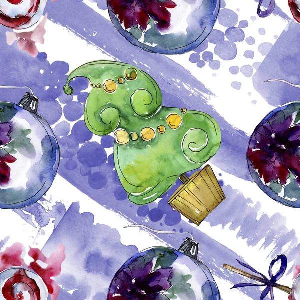 Natal símbolo de férias de inverno em um estilo aquarela isolado. Aquarelle Natal sem costura padrão . — Fotografia de Stock