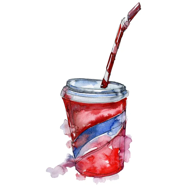Refrigerantes frescos e frios. Conjunto de ilustração de fundo aquarela. Isolado bebida ilustração elemento . — Fotografia de Stock