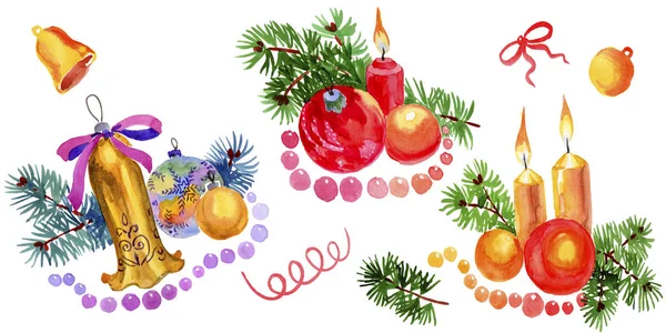 Різдвяний зимовий святковий символ у стилі акварелі ізольований. Aquarelle Різдвяна листівка для фону. — стокове фото