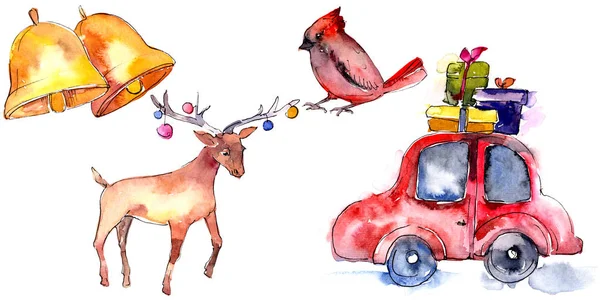 Weihnachten Winterurlaub Symbol in einem Aquarell-Stil isoliert. Aquarell Weihnachtskarte für Hintergrund. — Stockfoto