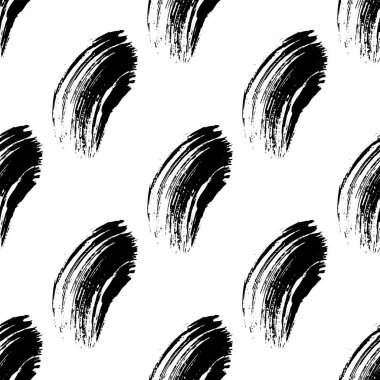 Vektör Soyut siyah fırça kıvırcık. Siyah ve beyaz oyulmuş mürekkep sanatı. Kesintisiz arka plan deseni.