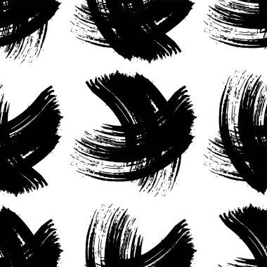 Vektör Soyut siyah fırça kıvırcık. Siyah ve beyaz oyulmuş mürekkep sanatı. Kesintisiz arka plan deseni.
