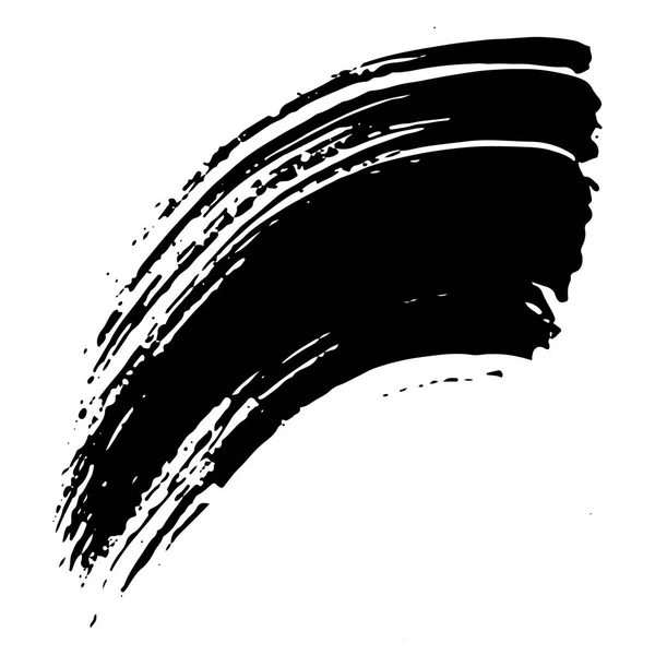Vector abstracte zwarte borstel krul. Zwart-wit gegraveerd Ink Art. Vrijstaand penseel splash illustratie element. — Stockvector