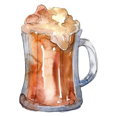 Alkollü bar parti kokteyl içeceği. Suluboya arka plan illüstrasyon seti. İzole içecekler illüstrasyon elemanı.