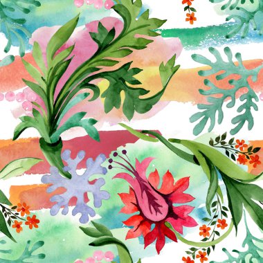 Kış süs elemanları. Suluboya arka plan illüstrasyon seti. Kesintisiz arka plan deseni.