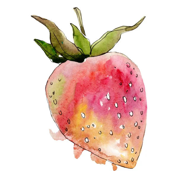 Fraise alimentation saine dans un style aquarelle isolé. Ensemble de fond aquarelle. Élément d'illustration de baies isolé — Photo