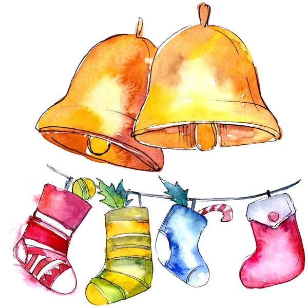 Navidad símbolo de vacaciones de invierno en un estilo de acuarela aislado. Tarjeta de Navidad Aquarelle para el fondo . — Foto de Stock