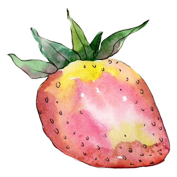 イチゴの健康的な食べ物は、水彩画スタイルで孤立しています。水彩画の背景セット。絶縁ベリーイラスト要素 — ストック写真