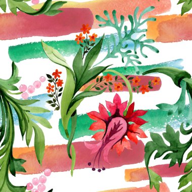 Kış süs elemanları. Suluboya arka plan illüstrasyon seti. Kesintisiz arka plan deseni.